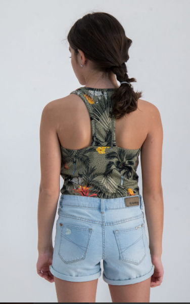 Garcia - Top ärmellos khaki/Dschungel-Print